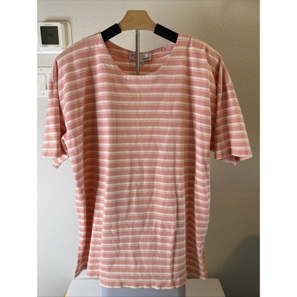 Milano Tops - Milano Women's Short Sleeve Top Pink & White Striped Plus Size 22/24